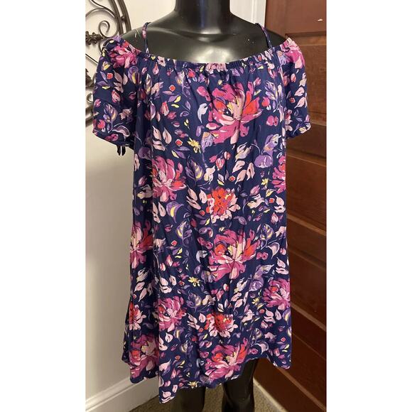 2X Grayson Threads Floral Multi-Color Off Shoulder Adjustable Strap Womens Top - Picture 4 of 11